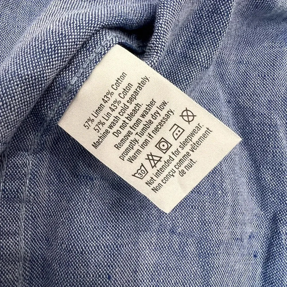 Janie & Jack Blue Linen Button Down Collared Shirt - Picture 8 of 8